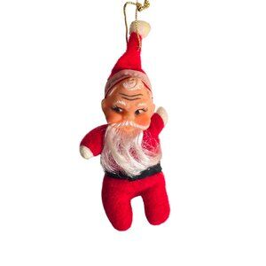 Vintage Japan Santa Claus Ornament Red Rubber Face 1960s Christmas Decor Kitsch